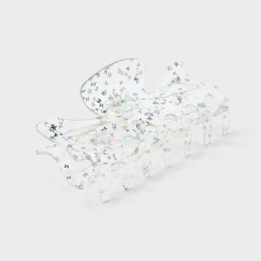 Butterfly Foil Jumbo Claw Hair Clip - Wild Fable™ Silver
