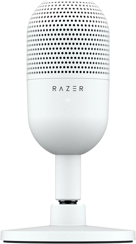 Razer Seiren V3 Mini - Microphone USB Ultra-Compact (Micro à condensateur de 14 mm, directivité supercardioïde, capteur Tap-to-Mute avec indicateur LED, absorbeur de Chocs intégré) Blanc