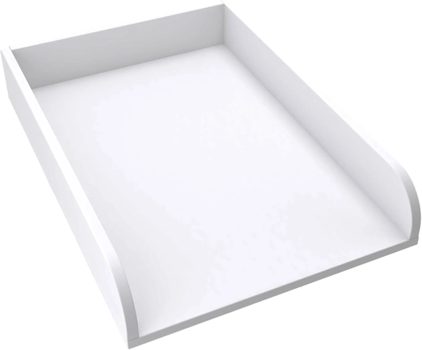 regalik Plan à langer pour commode 72 cm x 50 cm – Plateau de table à langer amovible pour commode en blanc – Finition en matériau ABS 2 mm avec plaques avant arrondies