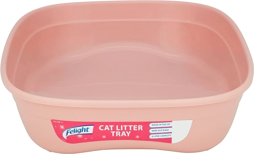 Felight Cat Litter Tray - Easy to Clean and Suitable for Kittens, Non-Slip Base, Made in the UK, Assorted Colours (42cm)