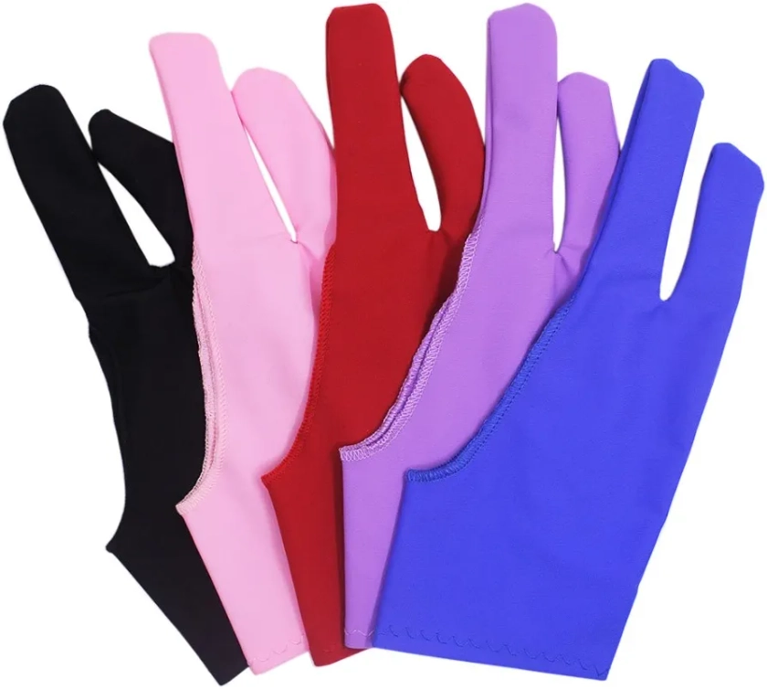 SENHAI 5 PCS Artist Glove for Drawing Tablets, 5 Colors Free Size Gloves for Graphic Tablet Left or Right Hand - Blue, Pink, Black, Purple, Red