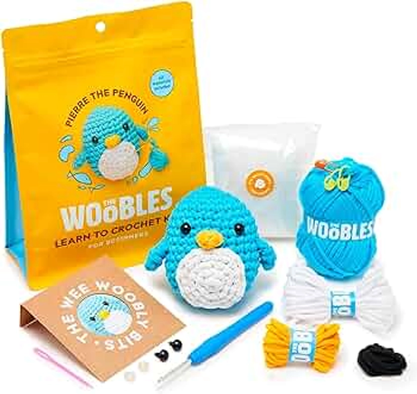 The Woobles Beginners Crochet Kit with Easy Peasy Yarn as seen on Shark Tank - with Step-by-Step Video Tutorials - Pierre The Penguin