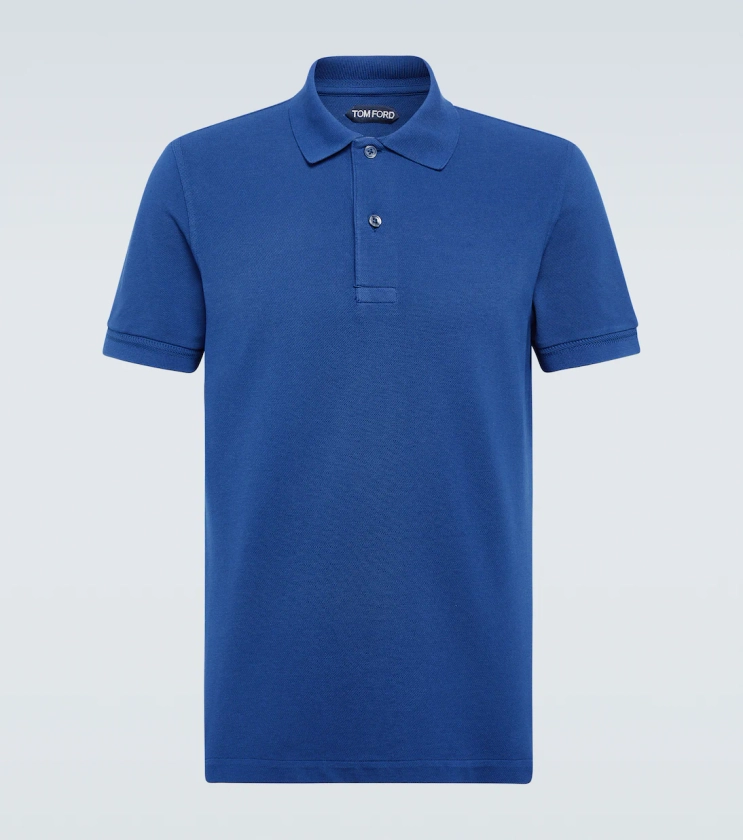 Cotton piquet polo shirt in blue - Tom Ford | Mytheresa