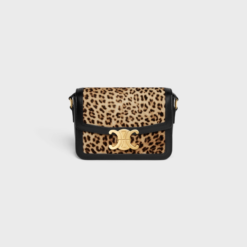 Teen Triomphe Bag in velvet with leopard print