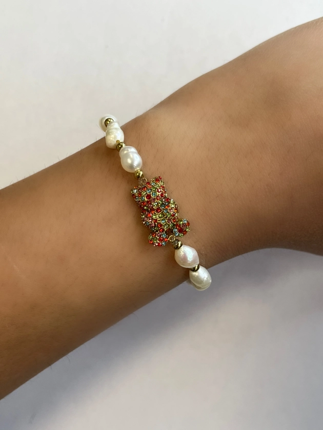 Bracelet ourson Perle d’eau douce ( Existe en Blanc ou Multicolor)