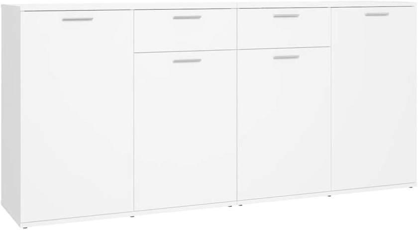 vidaXL Buffet, Armoire avec Porte, Meuble de Rangement, Organisateur de Salle de Séjour Salon Intérieur, Moderne, Blanc Bois d'Ingénierie