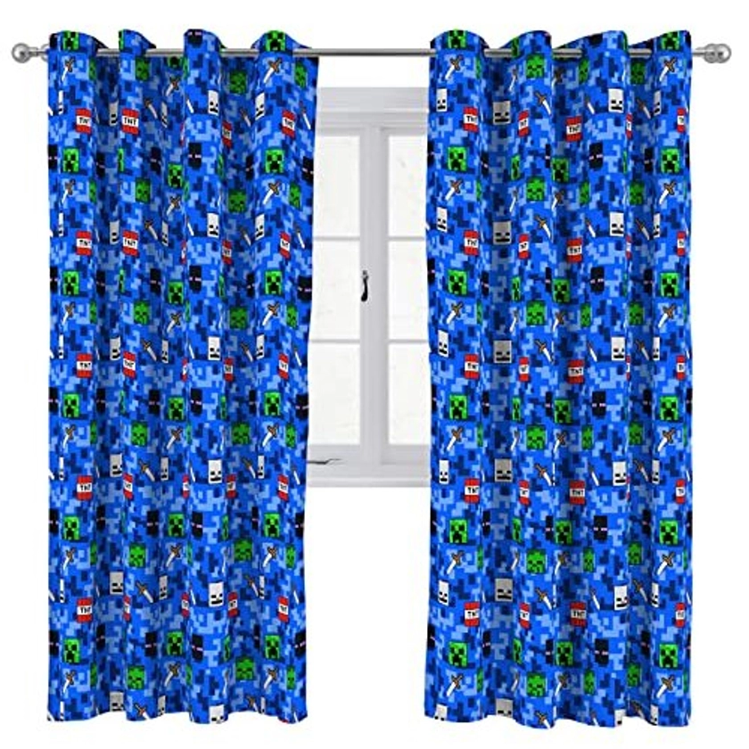 Minecraft Fight Mobs 183cm x 168cm Eyelet Window Curtains - 2 Panels on OnBuy