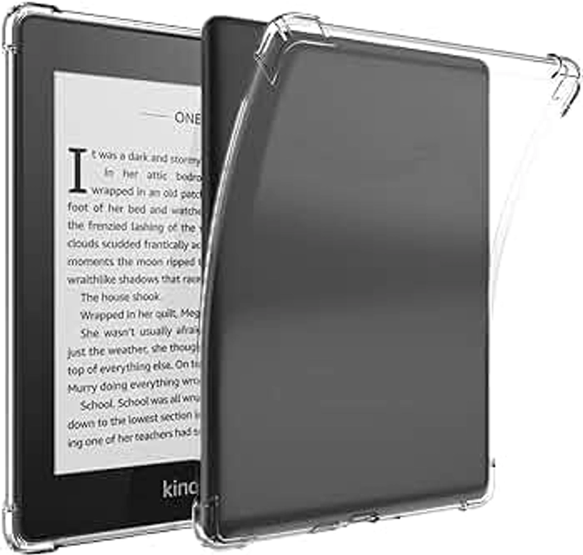 SFFINE Clear Case Compatible for 6.8" Kindle Paperwhite 11th Generation 2021 and Paperwhite Signature Edition,Thin Slim Lightweight Scratch Proof Silicone Rubber TPU Cover (Transparent)