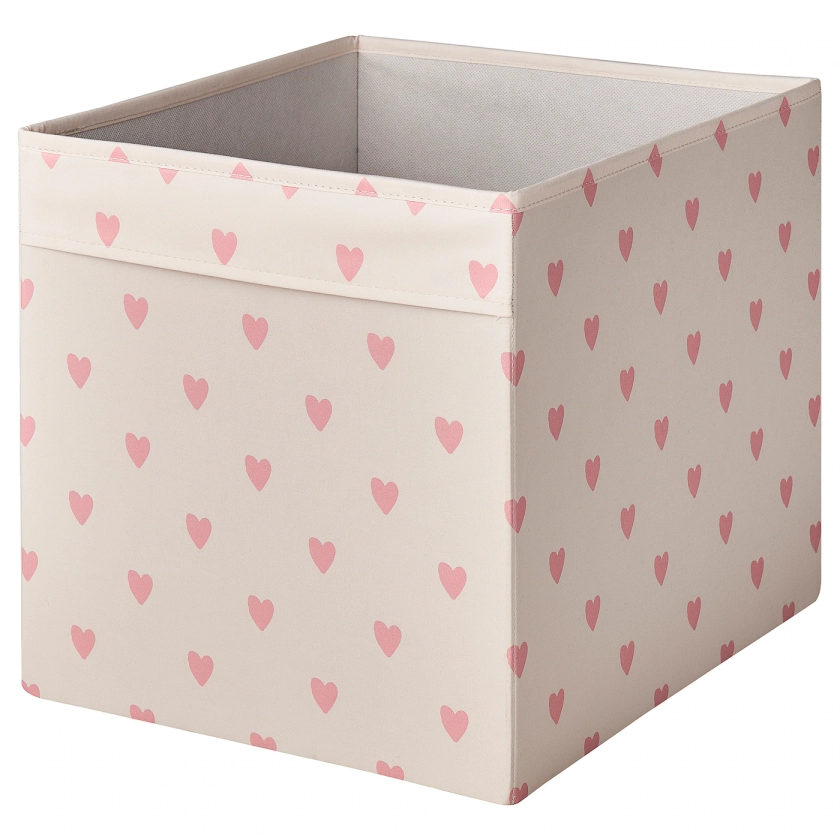 REGNBROMS Box - heart pattern/pink 33x38x33 cm