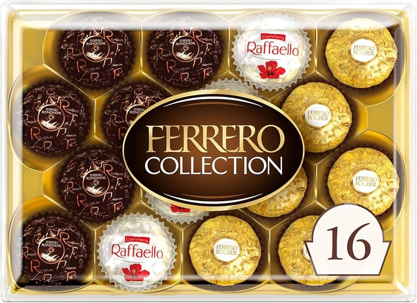 Ferrero Collection, 16 Count, Premium Gourmet Assorted Hazelnut Milk Chocolate, Dark Chocolate and Coconut, 6.1 oz