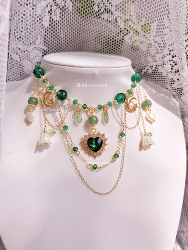 Sage Necklace (w/ green aventurine beads) | ShirleysCo