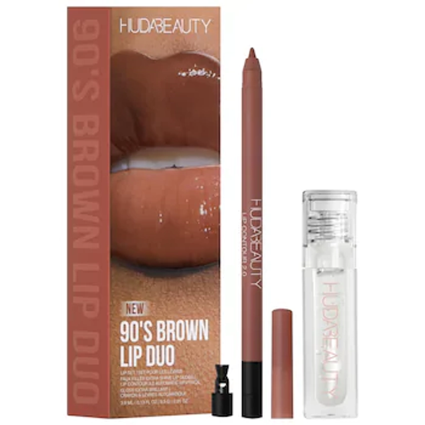 90s Brown Lip Liner and Lip Gloss Set - HUDA BEAUTY | Sephora