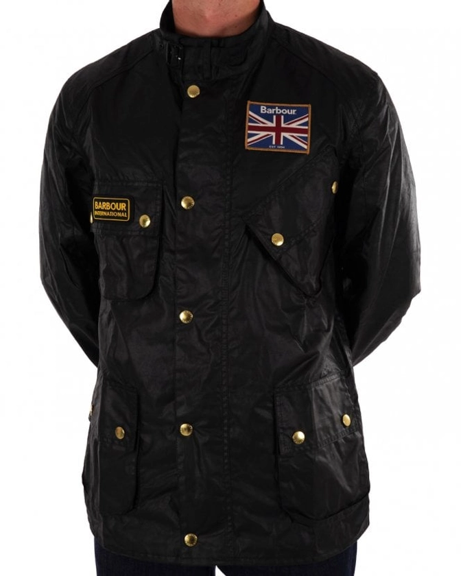 Barbour Union Jack Wax Jacket Black