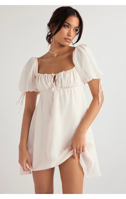 Clothing : Mini Dresses : 'Princess' Ivory Georgette Mini Dress