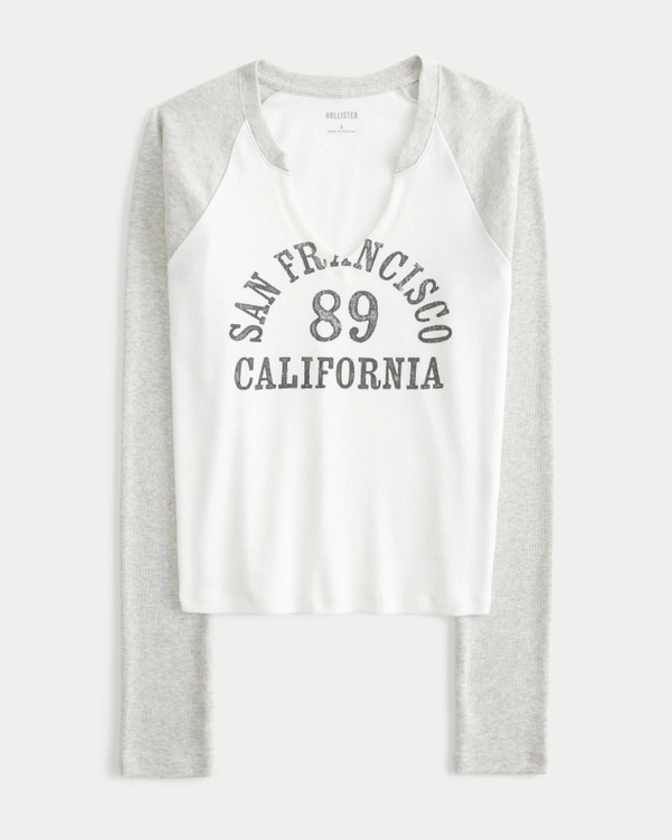 Women's San Francisco Graphic Notch-Neck Baby Tee | Women's Tops | HollisterCo.com