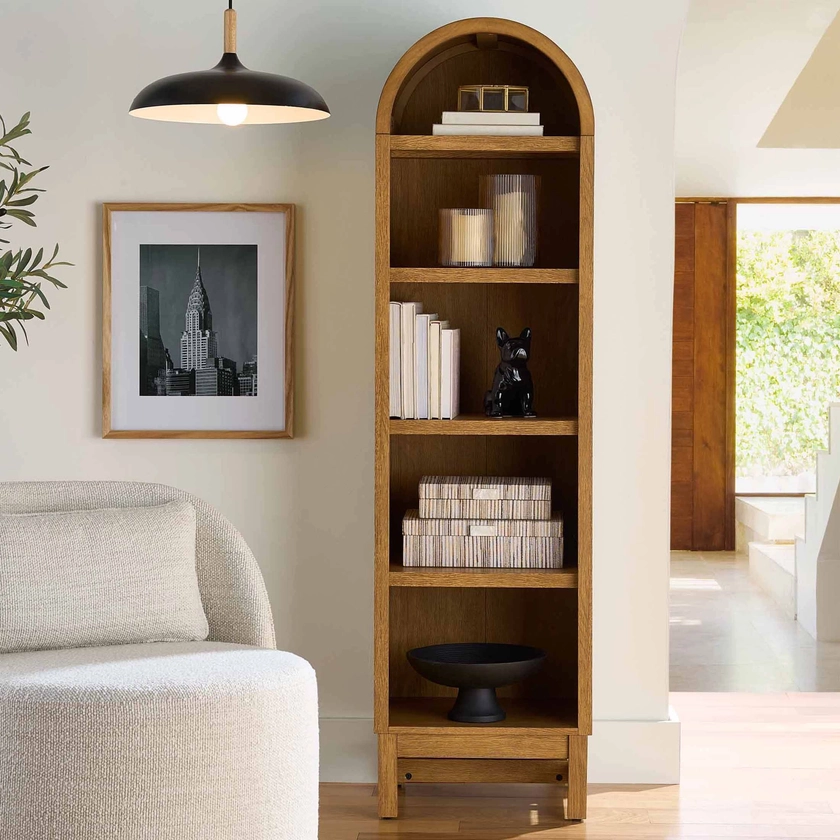 Better Homes & Gardens Juliet Narrow Arch Bookcase, Light Honey Finish - Walmart.com