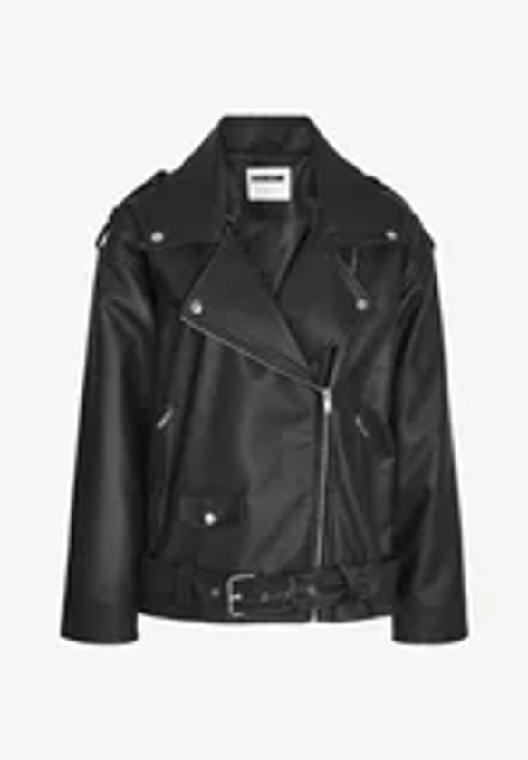 OVERSIZE BIKER JACKET - Faux leather jacket - black