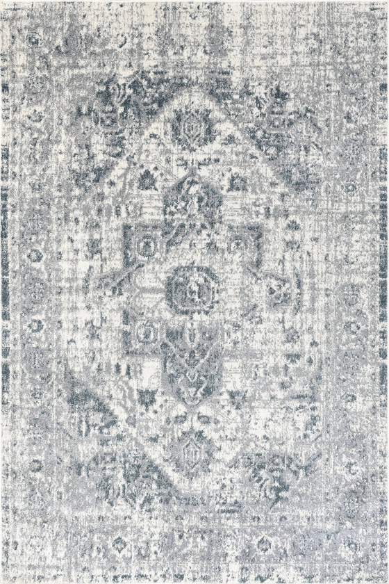 Fading Herati Medallion Rug | Light Blue