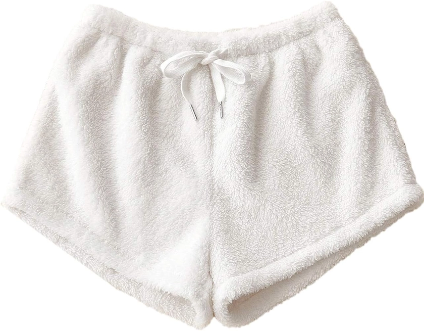 SweatyRocks Women's Casual Fuzzy Pajama Shorts Fleece Lounge Short Pants