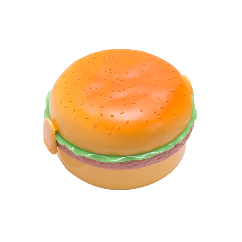 1pc Cute Hamburger Shaped Plastic Lunch Box - Portable Food Container for Healthy Meals on the Go