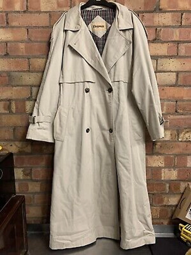 vintage 80’s ladies Long trench Coat Mac Beige With Belt Tie Women’s | eBay