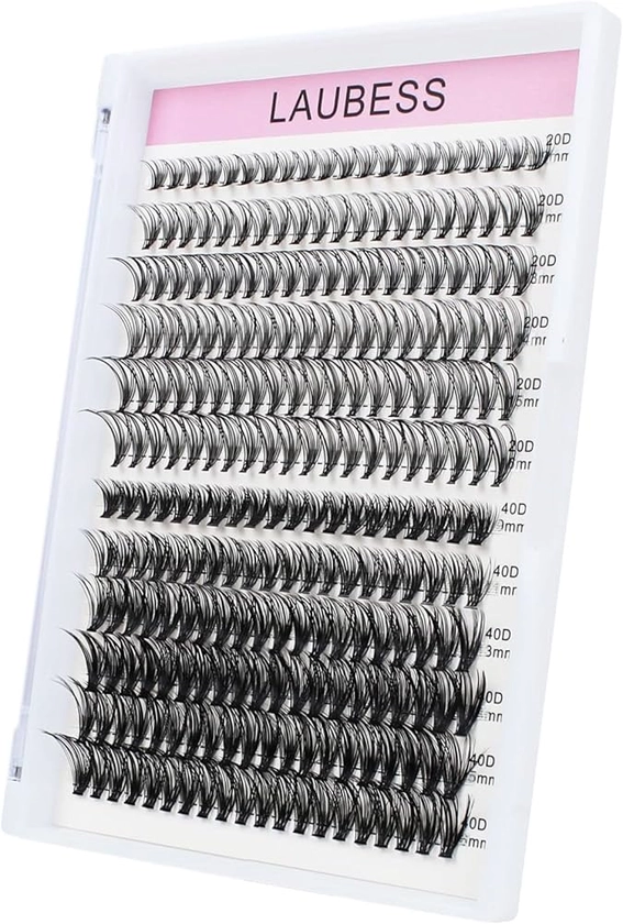 Cluster Lashes 240 pcs Individual Lashes LAUBESS Lash Clusters False Eyelashes Individual Cluster Eyelash Extensions Eyelash Clusters DIY Lash Extension Kit (20D/40D-0.07D-9-16mm)