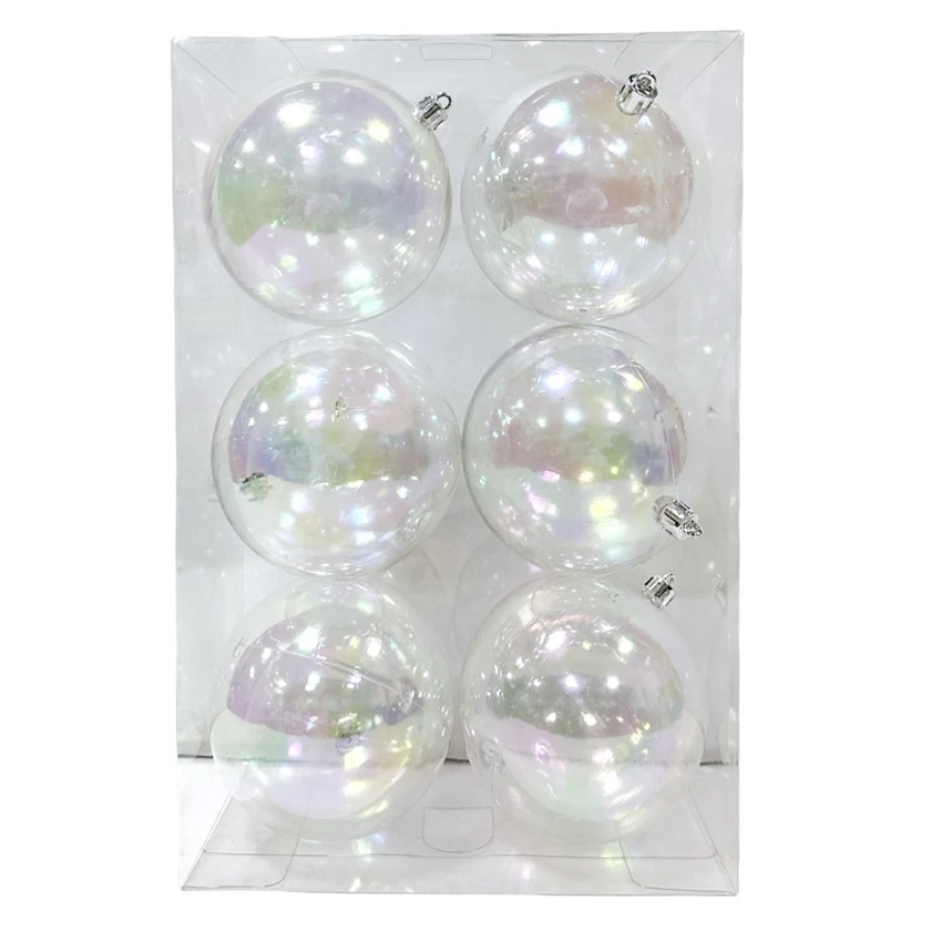 6 Count Iridescent Bubble Shatterproof Ornaments 100mm | Holiday Decor | At Home