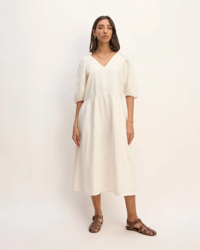 The Linen Oversized Puff-Sleeve Dress