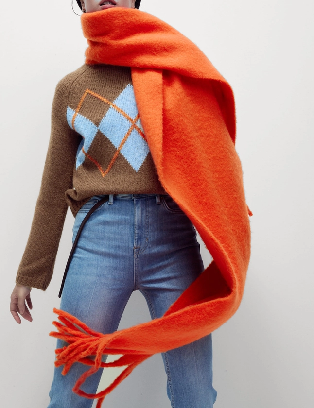 Brushed Colour Block Tassel Scarf | M&S Collection | M&S