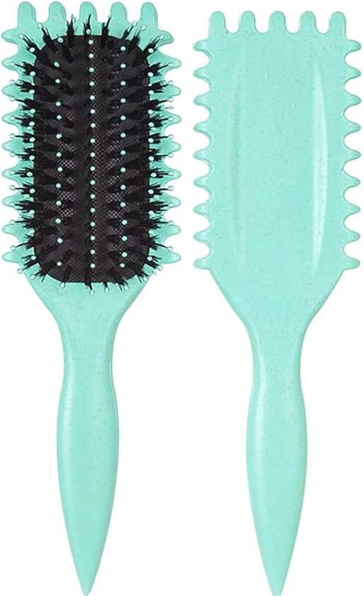 Urbeokr Brosse à cheveux en poils de sanglier pour définir et mettre en forme des boucles, pour femme, vert