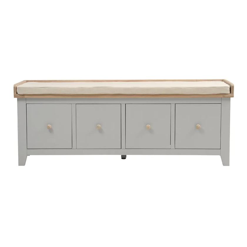 Chester Dove Grey 4 Drawer Shoe Bench - The Cotswold Company
