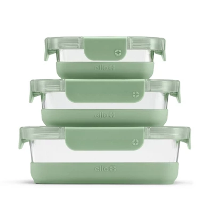 Ello 6pc Glass Refresh Mixed Food Storage Set Green