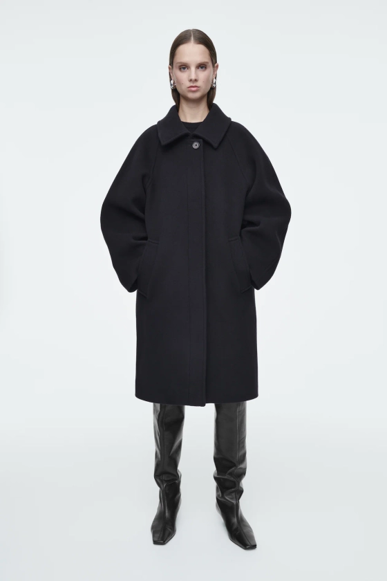 OVERSIZED SINGLE-BREASTED WOOL COAT - NAVY - DAMES | H&M NL