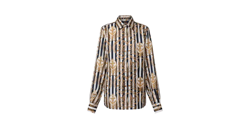 Les collections de Louis Vuitton : Chemise rayée à motif ancres en soie