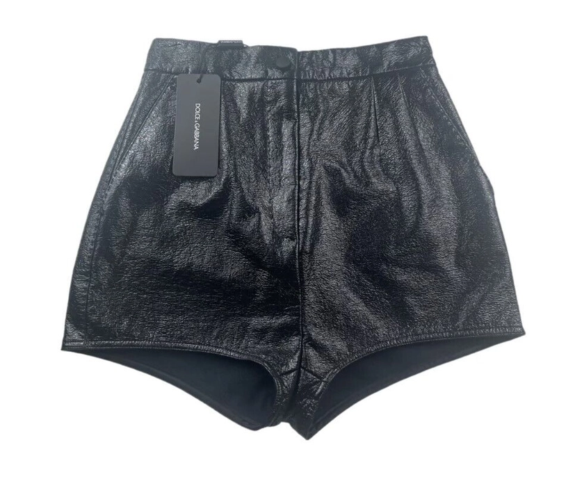 Dolce &amp; Gabbana Black Cotton Mini Shorts Hot Pants Shiny Party Women 40IT Uk8 S