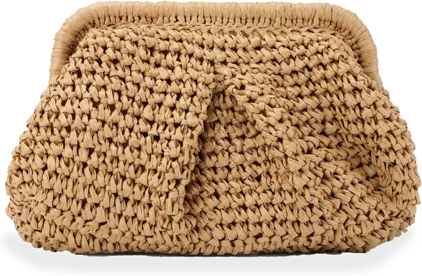 Emprier Straw Clutch Purse for Women Cloud Dumpling Pouch Straw Crossbody Shoulder Handbag Summer Beach Woven Bag: Handbags: Amazon.com