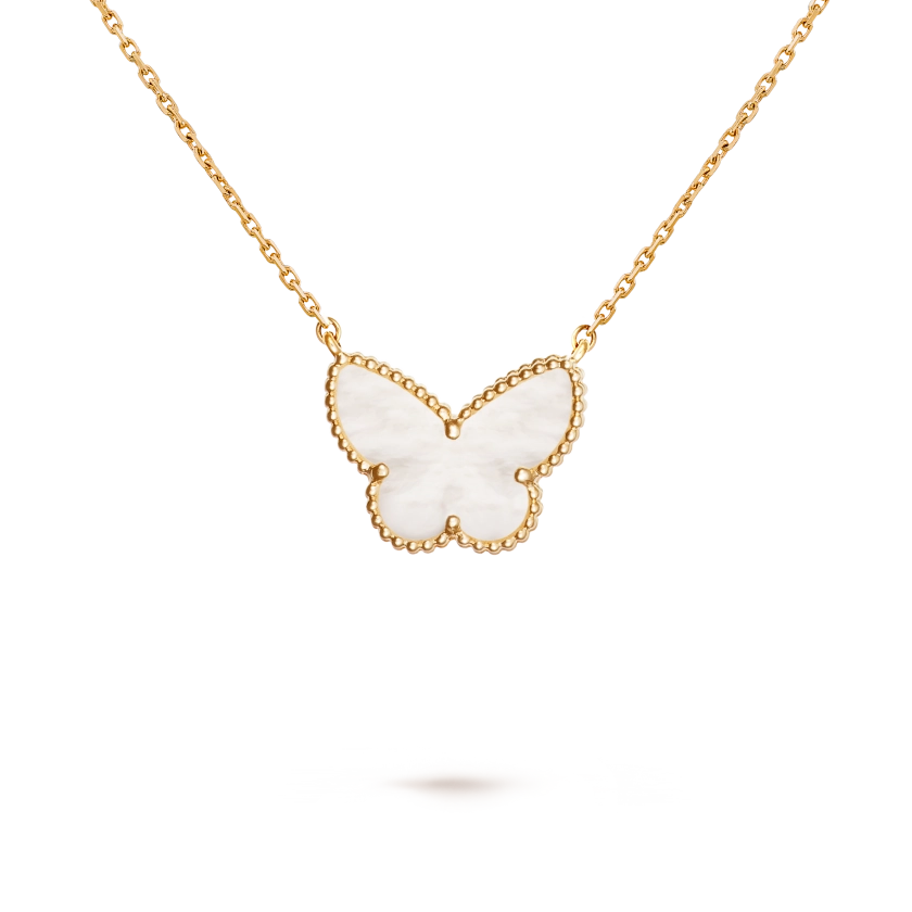 Lucky Alhambra butterfly pendant 18K yellow gold, Mother-of-pearl - Van Cleef & Arpels