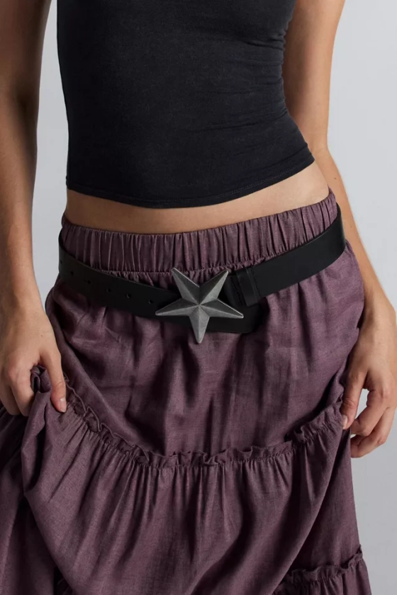 Star Buckle Leather Belt