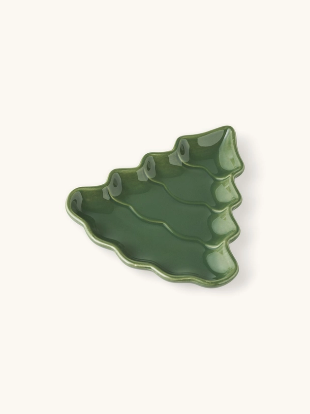 Serving platter | Stoneware. 17.6 x 15.3 cm. | Pine Green