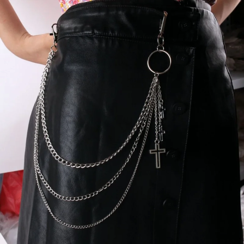 Croce pendenti catena sui Jeans pantaloni donna portachiavi per uomo Unisex Egirl Eboy Harajuku Goth estetico accessori Hip Hop