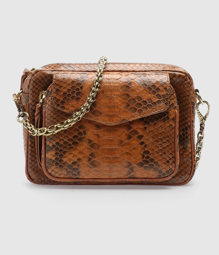 CLARIS VIROT - Sac Charly Python Moka