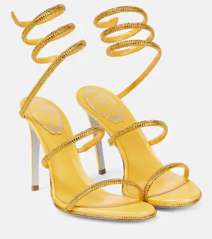 Cleo embellished leather sandals in yellow - Rene Caovilla | Mytheresa