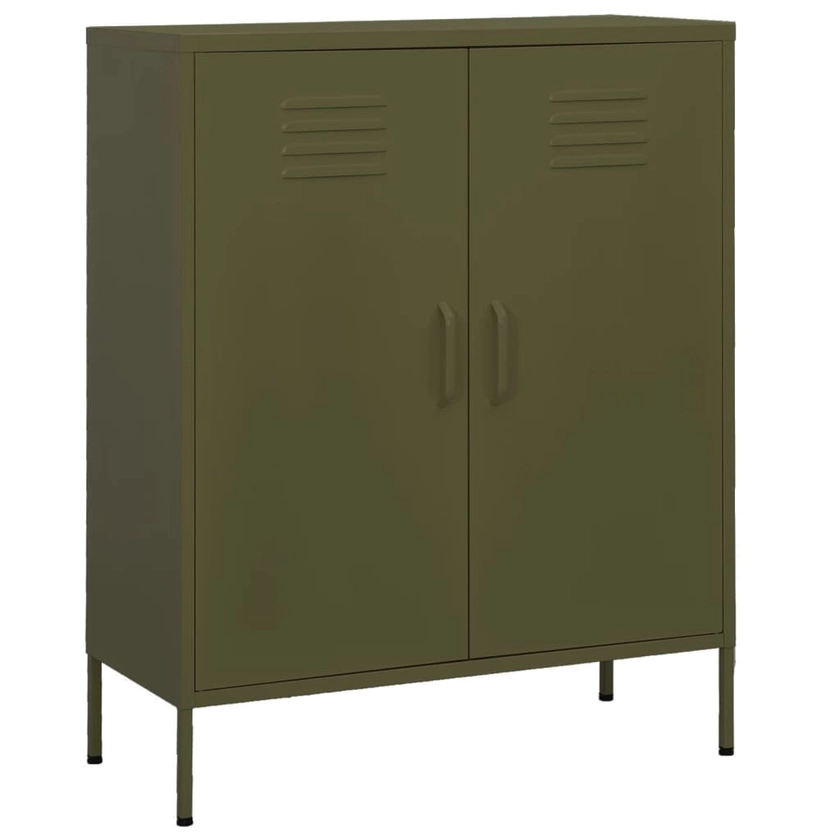 vidaXL Storage Cabinet Olive Green 80x35x101.5 cm Steel | vidaxl-uk