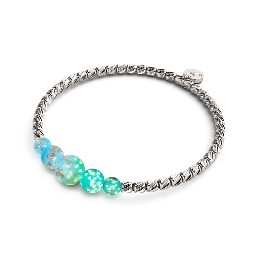 Cerulean | Silver | Firefly Glass Cascade Bracelet