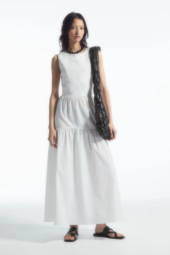 OPEN-BACK TIERED MIDI DRESS - White - COS