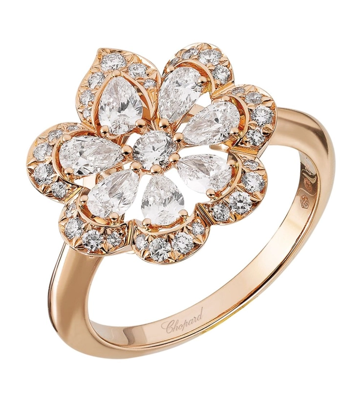 Chopard Rose Gold and Diamond Precious Lace Mini-Froufrou Ring | Harrods DK