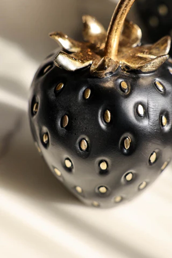 Small Black & Gold Strawberry Ornament