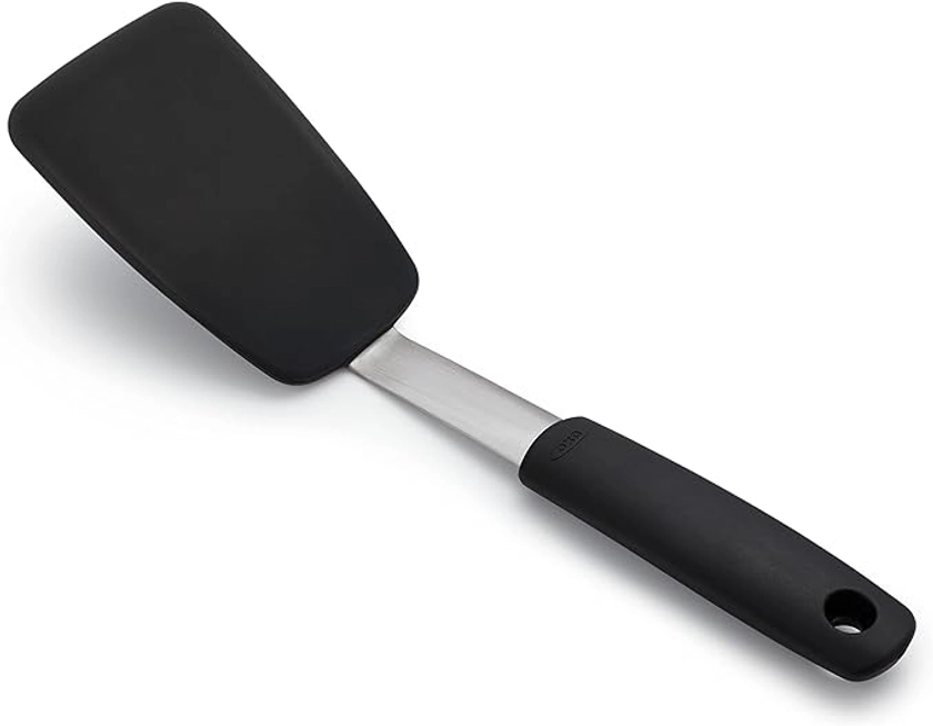 OXO Good Grips – Spatule flexible en silicone - Spatule de cuisine antiadhésive en silicone thermorésistant - Silicone, Acier inoxydable, Noir, 30 cm