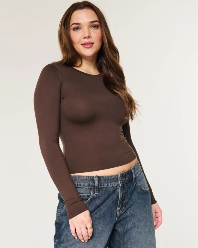 Women's Soft Stretch Seamless Fabric Long-Sleeve Crew Top | Women's Tops | HollisterCo.com