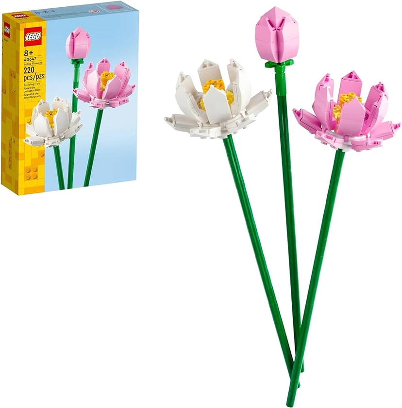Amazon.com: LEGO Lotus Flowers Building Kit, Artificial Flowers for Decoration, Idea, Aesthetic Room Décor for Kids, Building Toy for Girls and Boys Ages 8 and Up, 40647 : Toys & Games